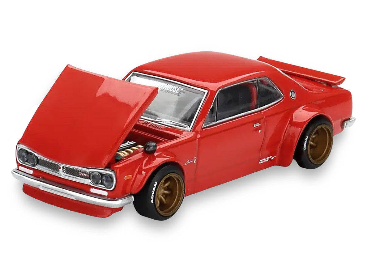 Nissan Skyline 2000GT-R (KPGC10) "Kaido Street V1" RHD (Right Hand Drive) Red (Designed by Jun Imai) "Kaido House" Special 1/64 Diecast Model Car by Mini GT-1