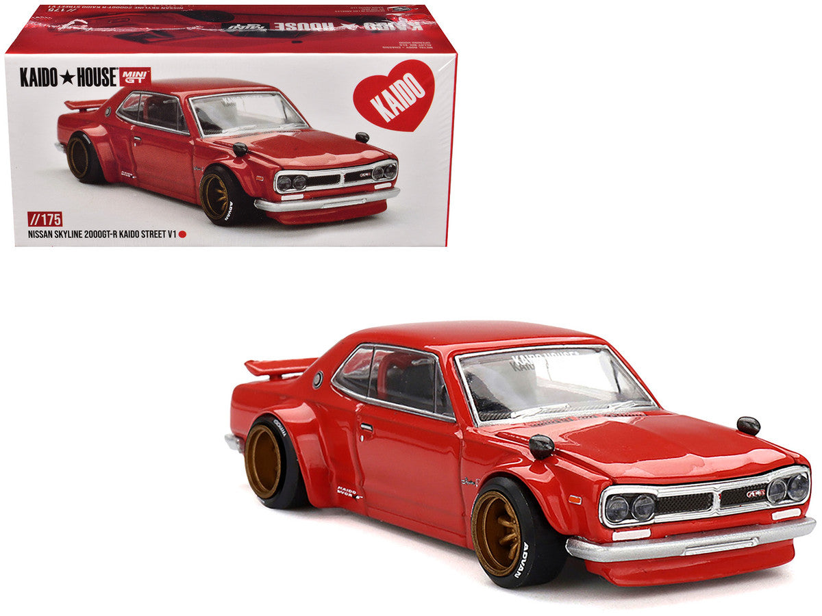 Nissan Skyline 2000GT-R (KPGC10) "Kaido Street V1" RHD (Right Hand Drive) Red (Designed by Jun Imai) "Kaido House" Special 1/64 Diecast Model Car by Mini GT-3