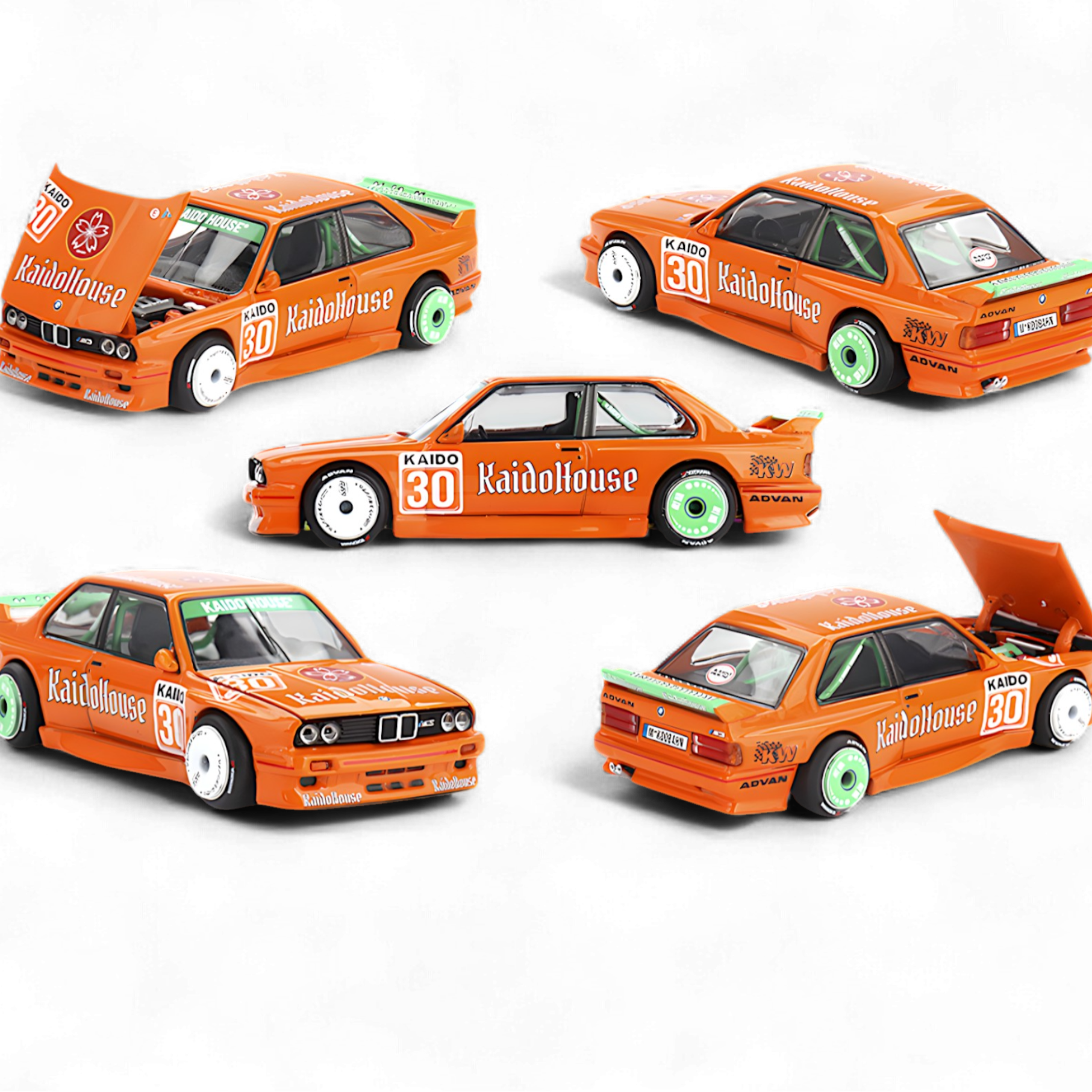 BMW M3 E30 KaidoHaus Orange V1 1:64 KHMG177 by Mini GT x Kaido House 