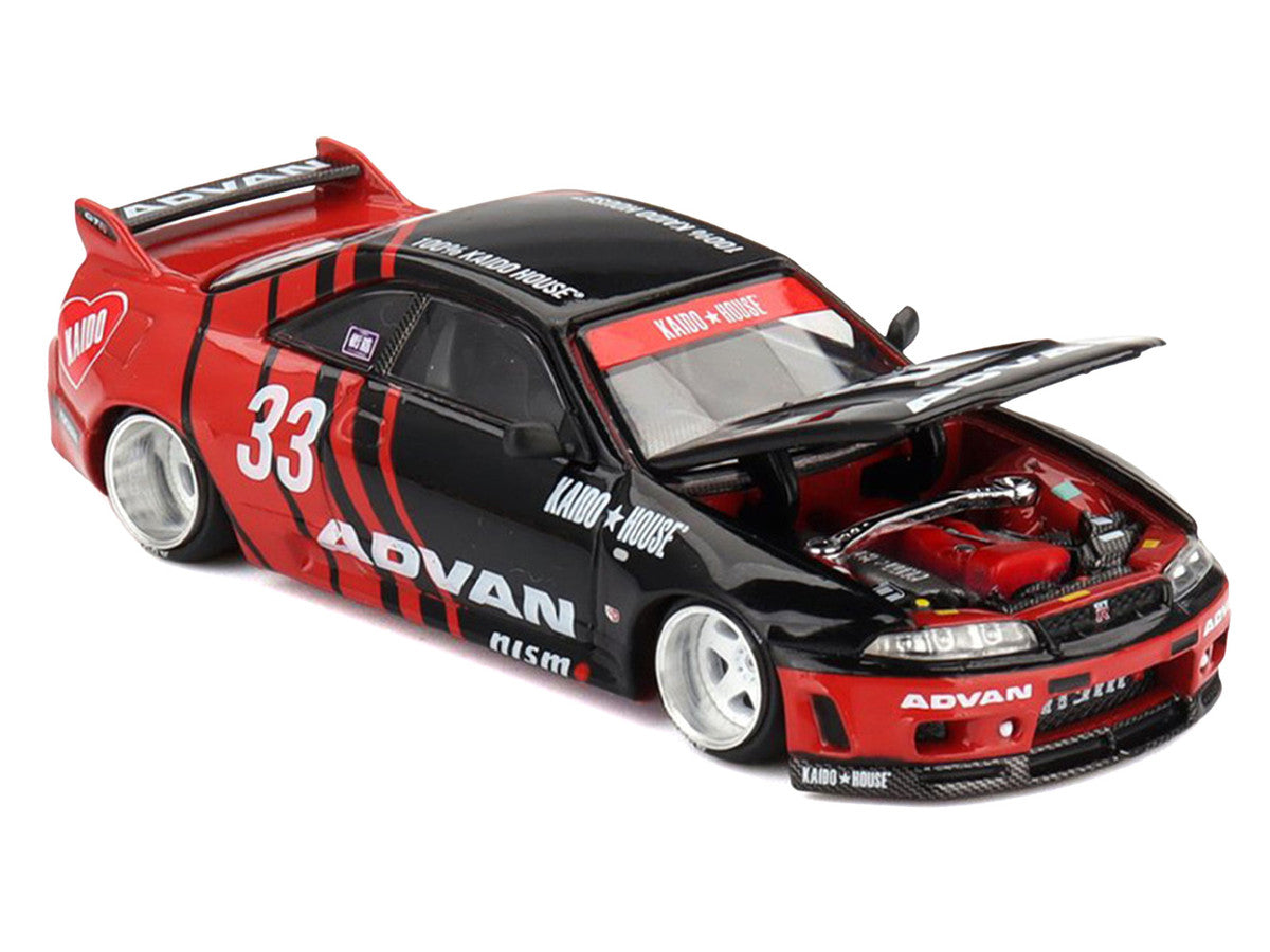 Nissan Skyline GT-R (R33) "Kaido Works" RHD (Right Hand Drive) #33 "ADVAN" Black and Red (Designed by Jun Imai) "Kaido House" Special 1/64 Diecast Model Car by Mini GT 3