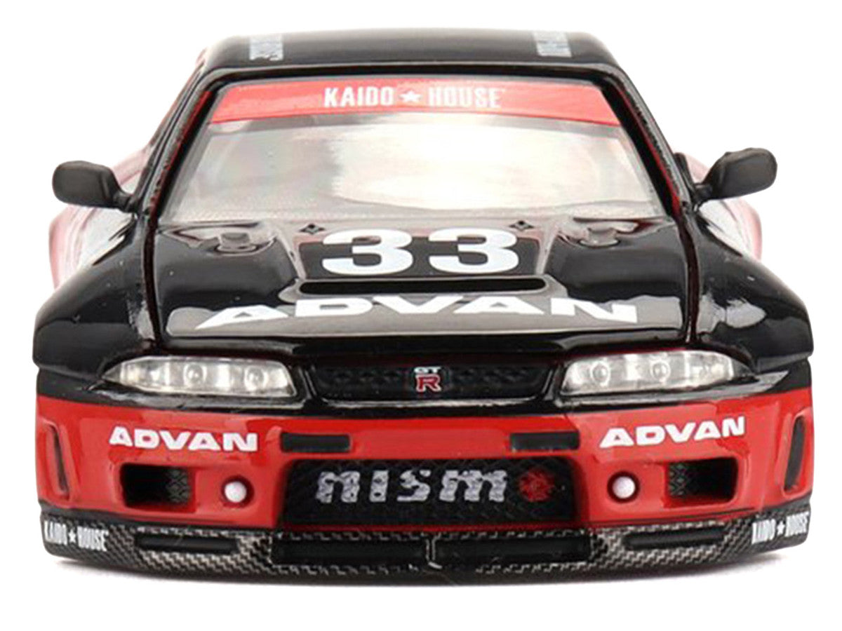 Nissan Skyline GT-R (R33) "Kaido Works" RHD (Right Hand Drive) #33 "ADVAN" Black and Red (Designed by Jun Imai) "Kaido House" Special 1/64 Diecast Model Car by Mini GT