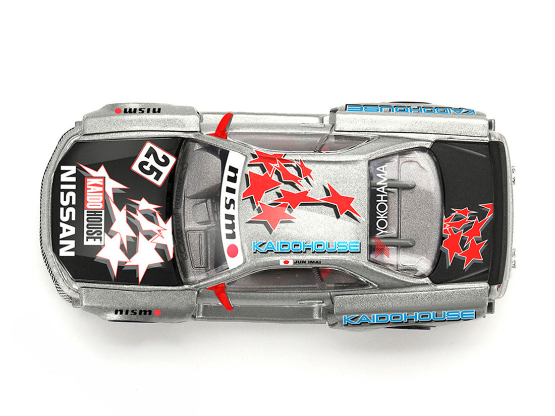 Nissan Skyline GT-R (R34) "Kaido Star Racing V1" RHD (Right Hand Drive) #25 Gray Metallic with Black Hood and Graphics (Designed by Jun Imai) "Kaido House" Special 1/64 Diecast Model Car by Mini GT-4