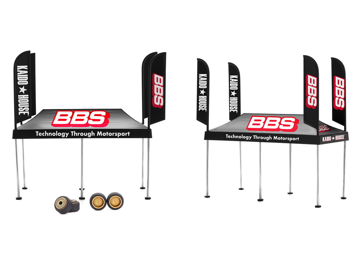 Kaido House "BBS" Tent V1 Black with Extra Wheels for 1/64 Scale Models by Mini GT-0