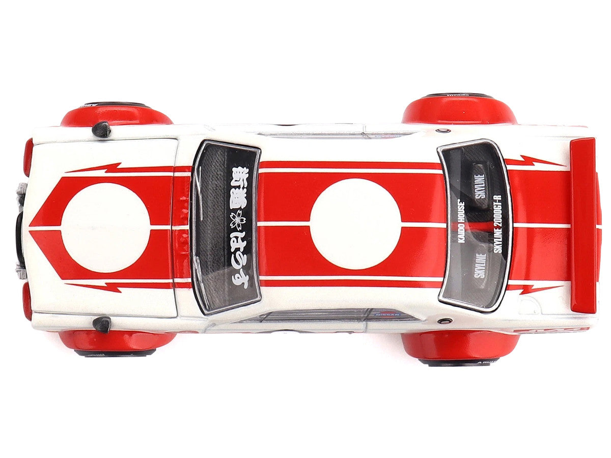 Nissan Skyline 2000GT-R (KPGC10) "Kaido Works V2" RHD (Right Hand Drive) White with Red Stripes (Designed by Jun Imai) "Kaido House" Special 1/64 Diecast Model Car by Mini GT 2