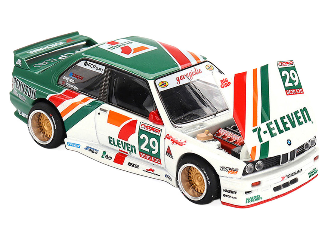 Kaido House BMW M3 #29 7-Eleven white and green 1:64 diecast front view