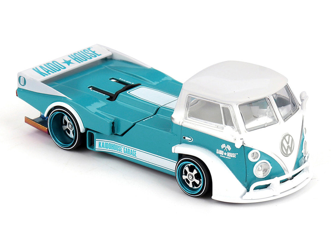 Volkswagen T1 "Kaido Works V1" Truck Turquoise with White Top and Stripes (Designed by Jun Imai) "Kaido House" Special 1/64 Diecast Model Car by Mini GT-1