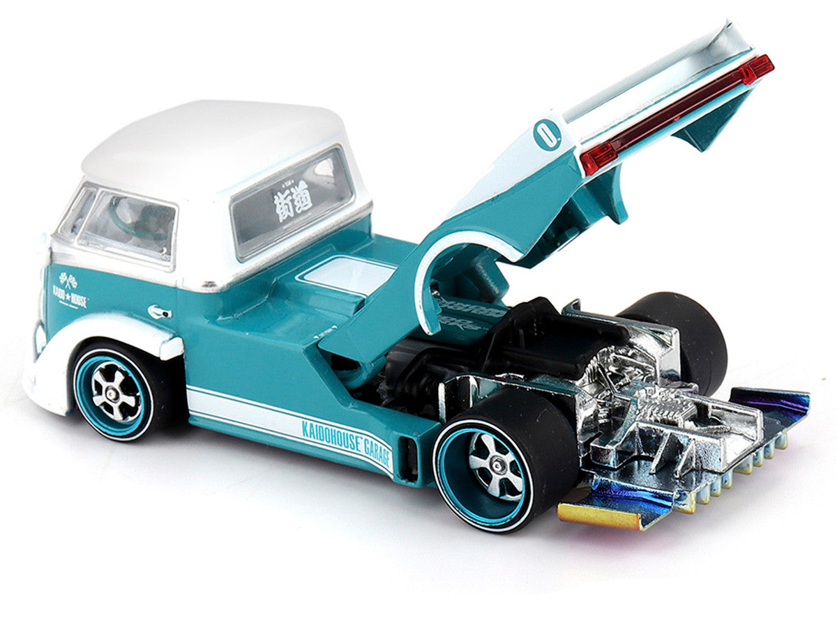 Volkswagen T1 "Kaido Works V1" Truck Turquoise with White Top and Stripes (Designed by Jun Imai) "Kaido House" Special 1/64 Diecast Model Car by Mini GT-2