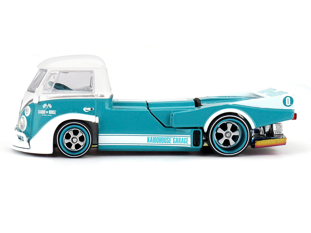 Volkswagen T1 "Kaido Works V1" Truck Turquoise with White Top and Stripes (Designed by Jun Imai) "Kaido House" Special 1/64 Diecast Model Car by Mini GT-3