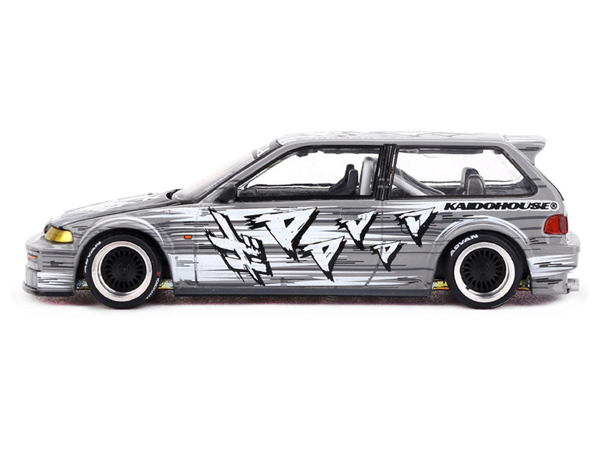 Mini GT Honda Civic EF Manga V1 Gray Metallic 1:64 diecast side profile