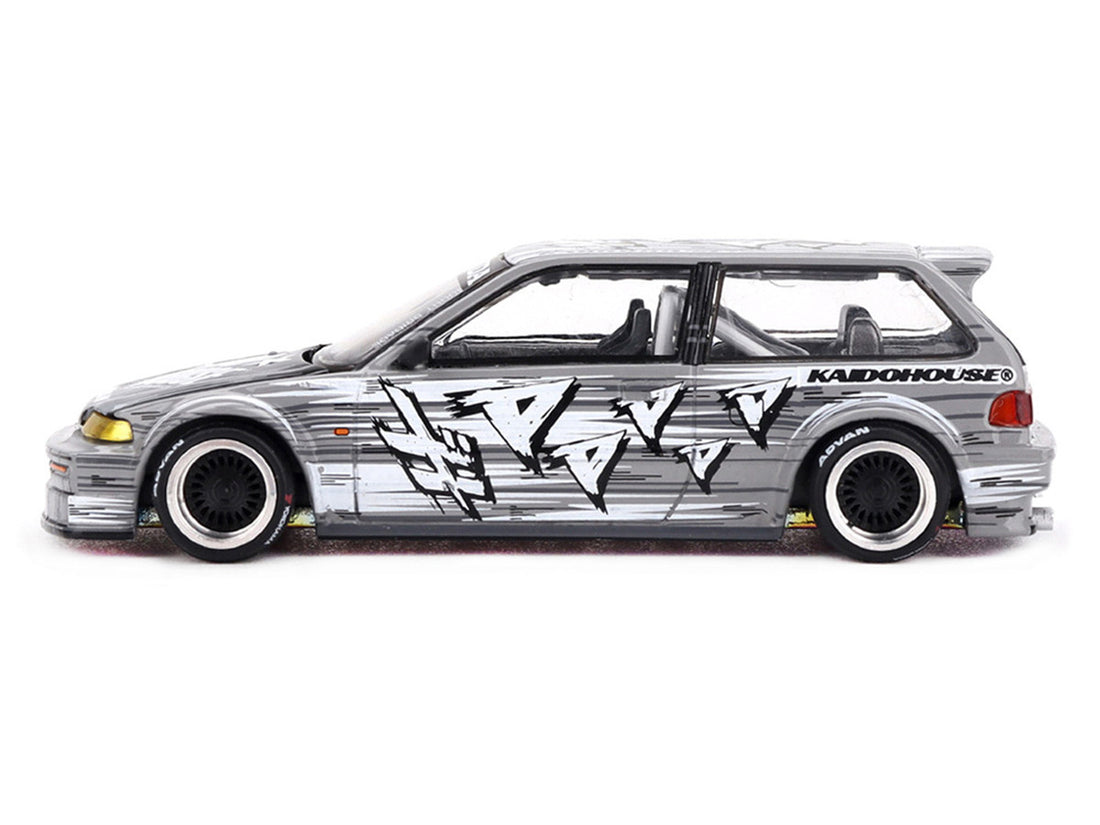 Mini GT Honda Civic EF Manga V1 Gray Metallic 1:64 diecast side profile