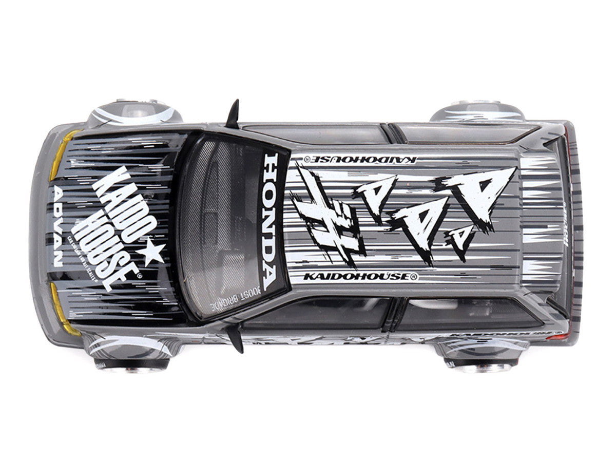 Honda Civic EF Manga V1 1:64 diecast model top view showing manga graphics and opening hood