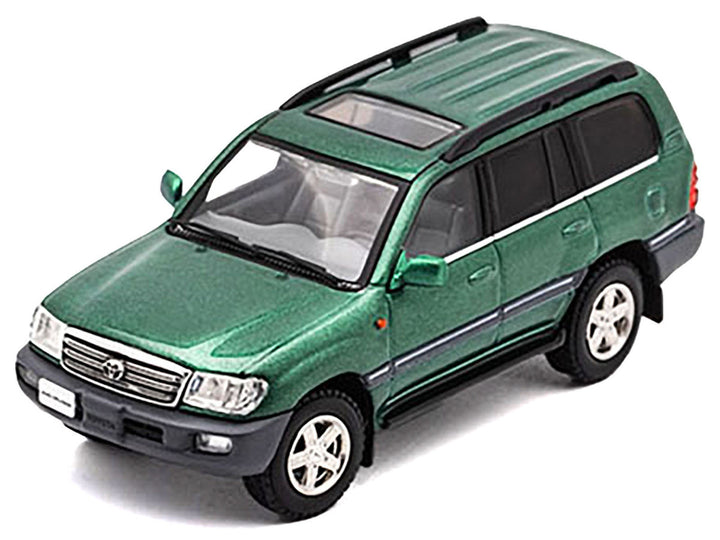 Toyota Land Cruiser 100 Green Metallic with Roof Rack 1/64 Diecast Model Car by GCD-0