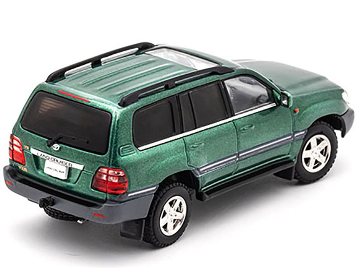 Toyota Land Cruiser 100 Green Metallic with Roof Rack 1/64 Diecast Model Car by GCD-1