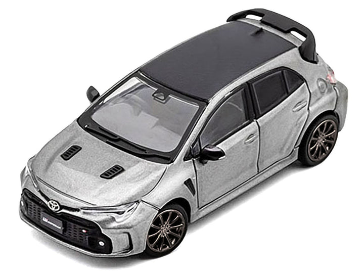 2022 Toyota GR Corolla RHD (Right Hand Drive) Gray Metallic with Black Top 1/64 Diecast Model Car by GCD-1