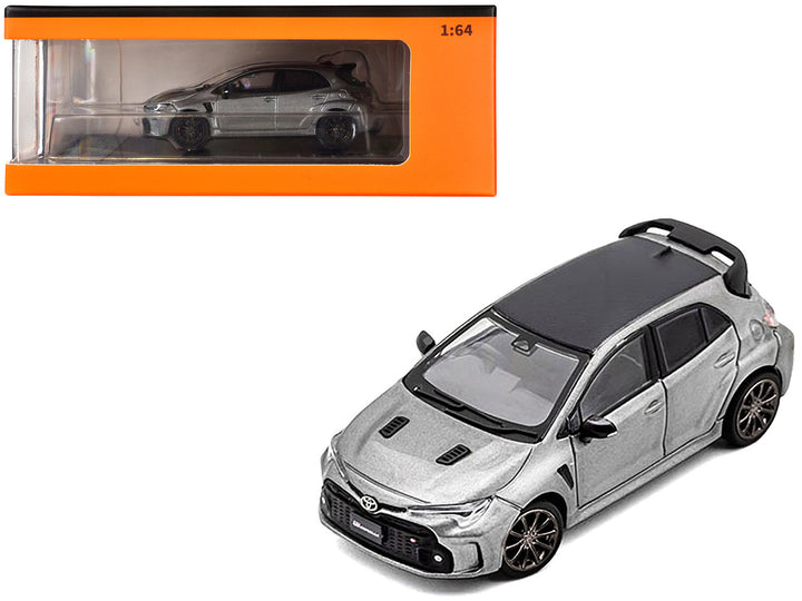 2022 Toyota GR Corolla RHD (Right Hand Drive) Gray Metallic with Black Top 1/64 Diecast Model Car by GCD-0