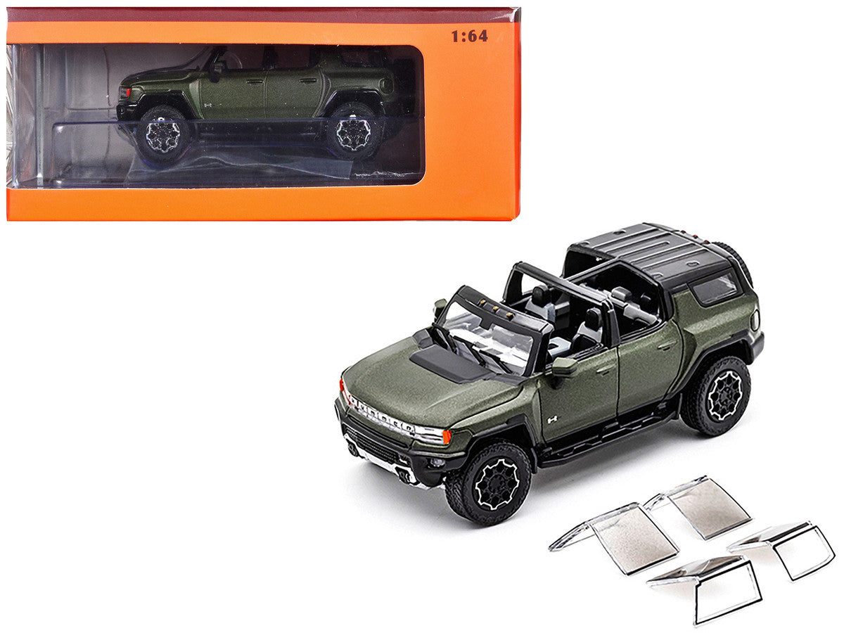 2023 GMC Hummer EV SUV Green Metallic with Black Top 1/64 Diecast Model Car by GCD-0