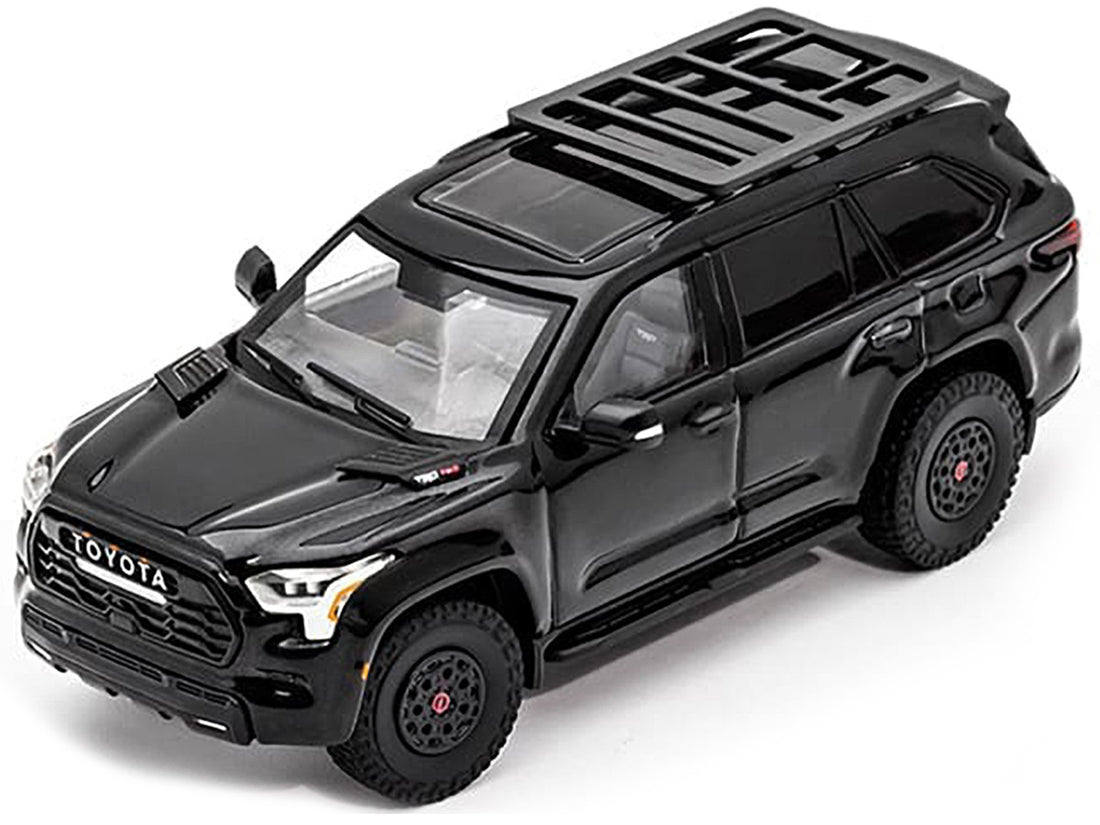 Toyota Sequoia TRD Pro Black with Roofrack 1/64 Diecast Model Car by GCD-1