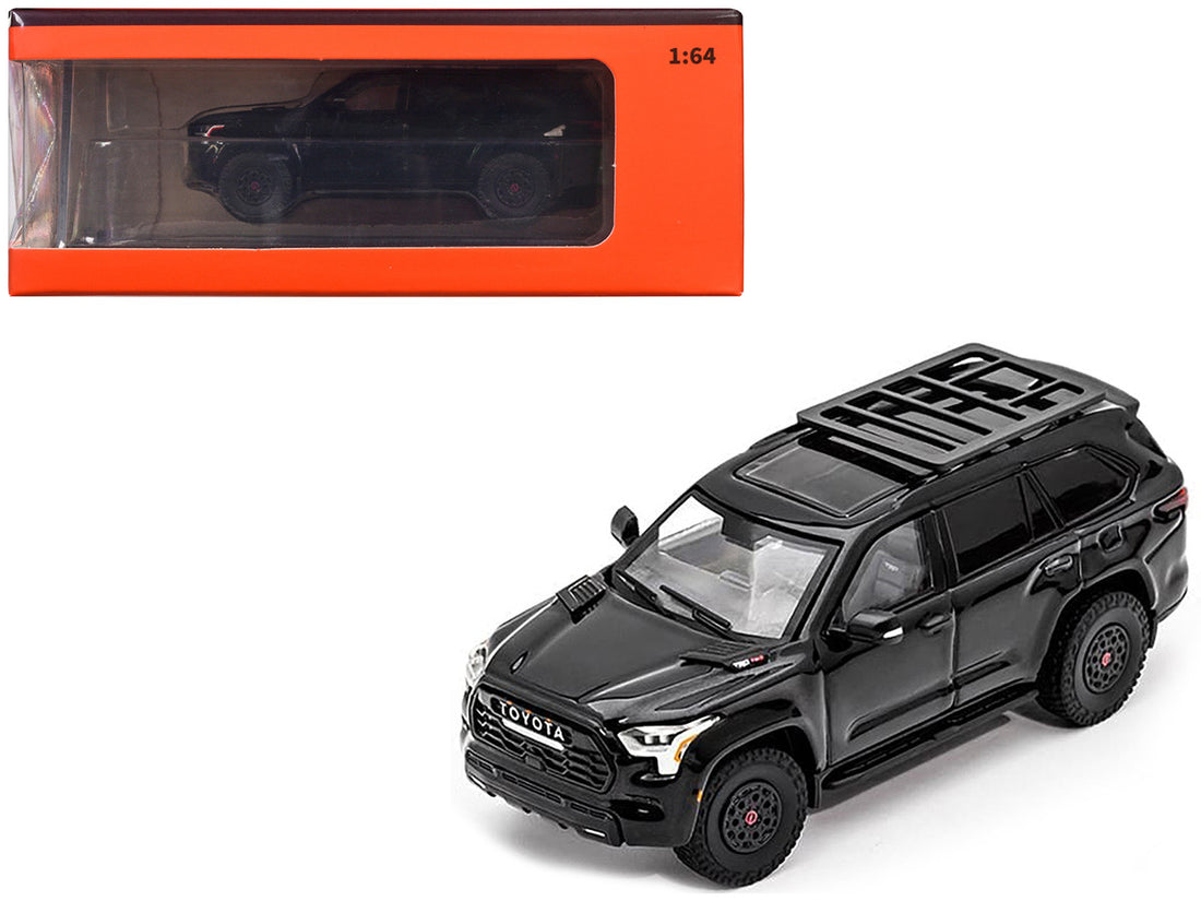 Toyota Sequoia TRD Pro Black with Roofrack 1/64 Diecast Model Car by GCD-0