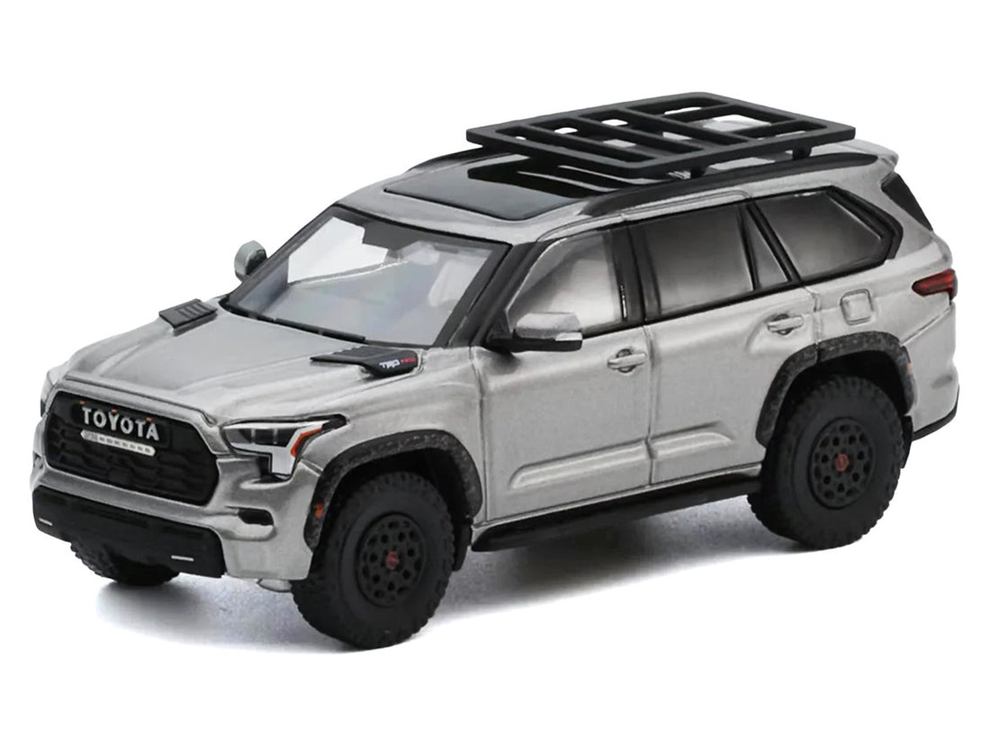 Toyota Sequoia TRD PRO Silver Metallic with Roof Rack 1/64 Diecast Model Car by GCD