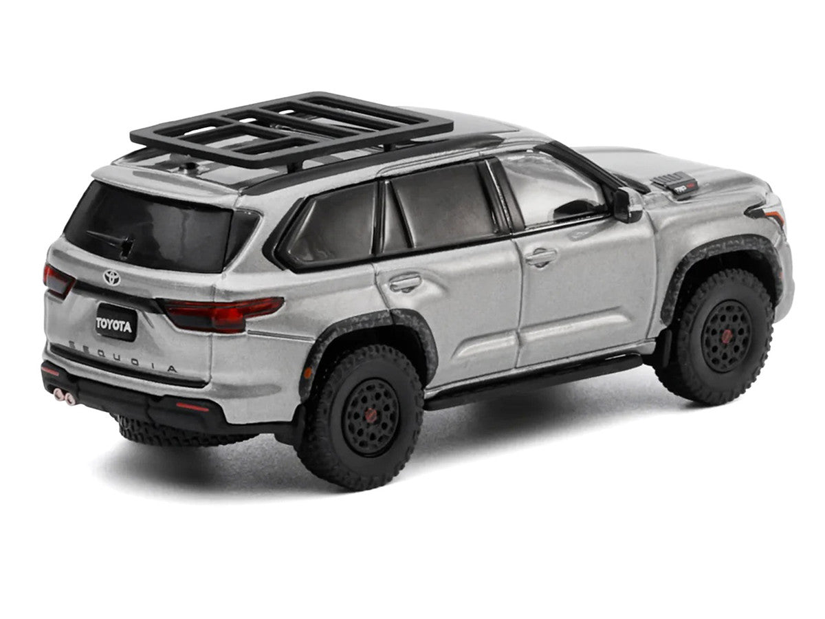 Toyota Sequoia TRD PRO Silver Metallic with Roof Rack 1/64 Diecast Model Car by GCD