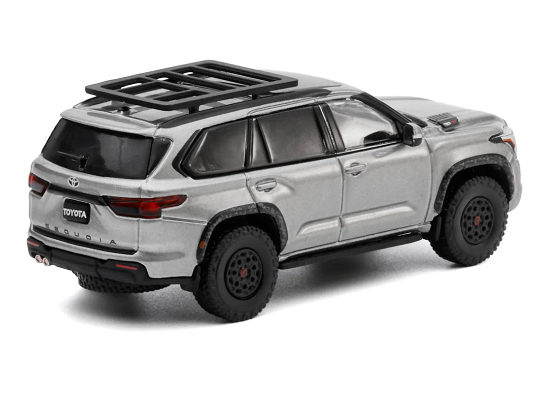 Toyota Sequoia TRD PRO Silver Metallic with Roof Rack 1/64 Diecast Model Car by GCD