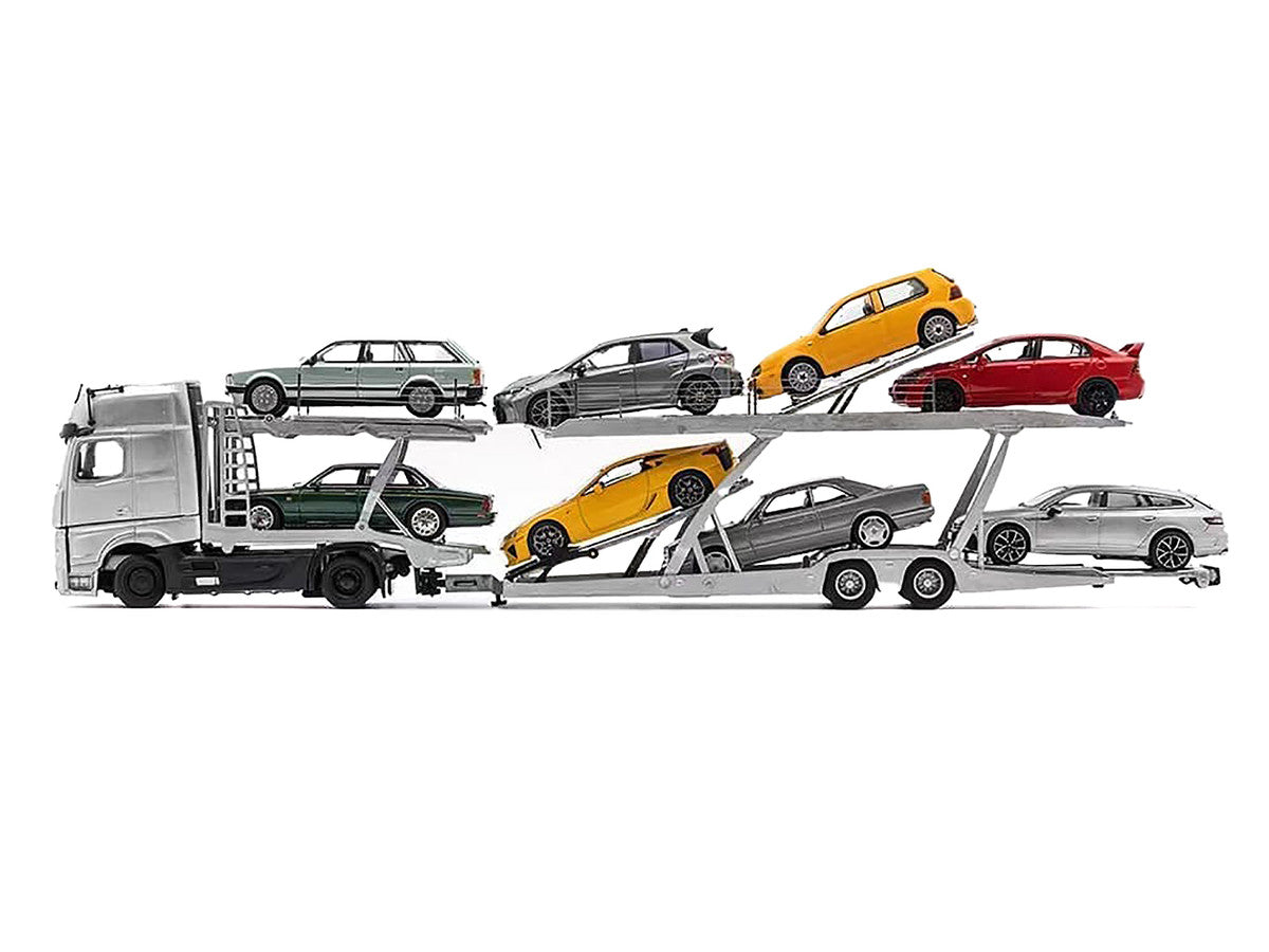 Mercedes-Benz Actros Auto Transporter White 1/64 Diecast Model by GCD-3