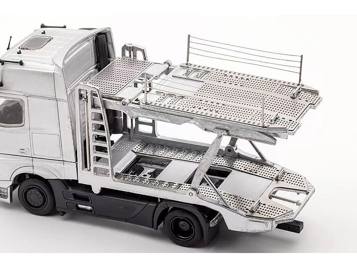 Mercedes-Benz Actros Auto Transporter White 1/64 Diecast Model by GCD-1