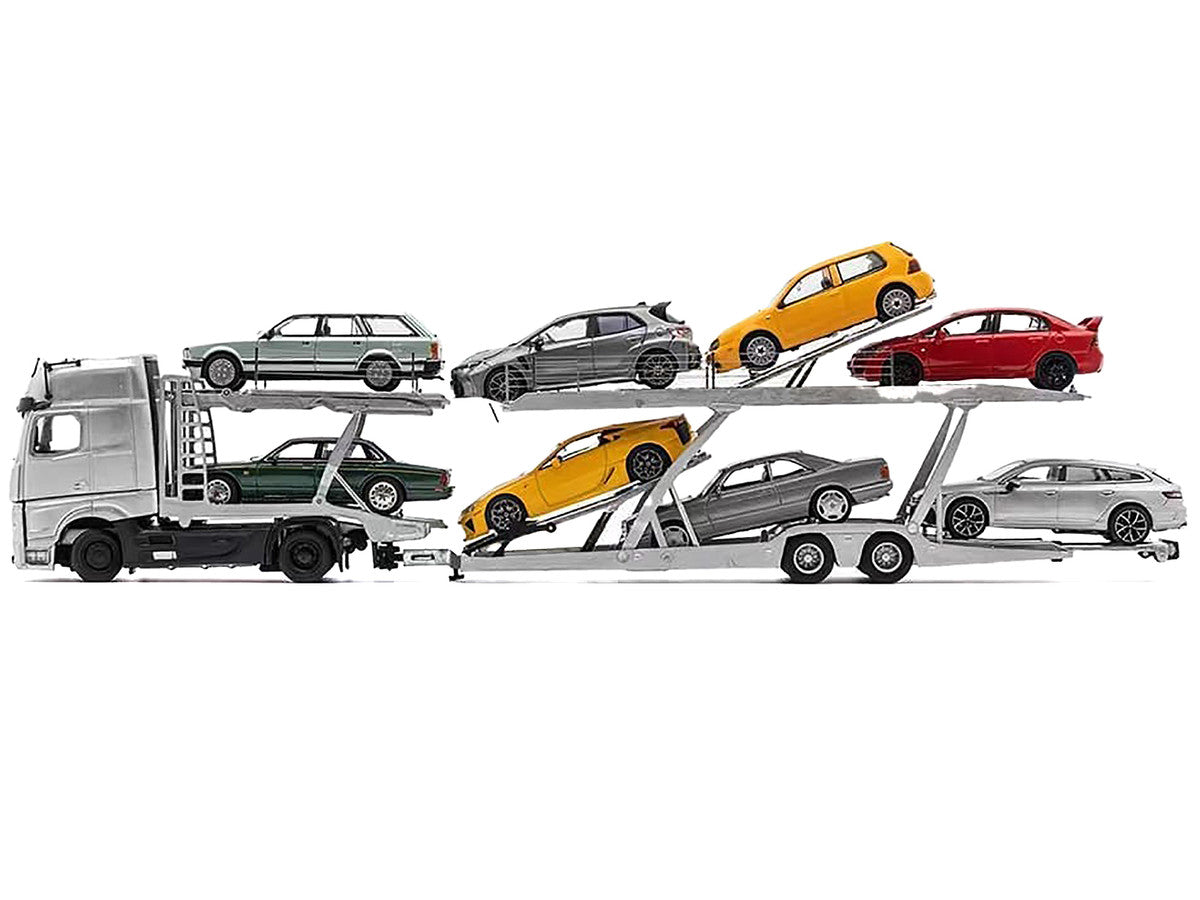 Mercedes-Benz Actros Auto Transporter Yellow 1/64 Diecast Model by GCD-1