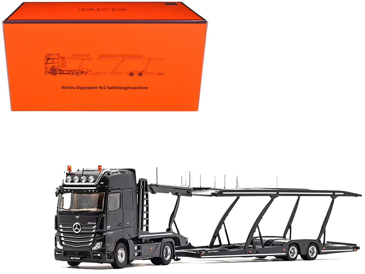 Mercedes-Benz Actros Auto Transporter Black 1/64 Diecast Model by GCD-0