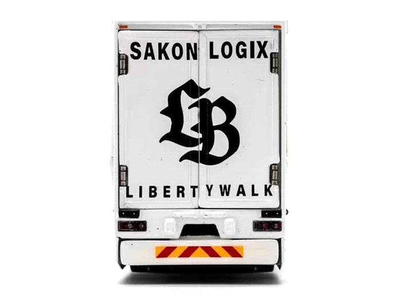 Mitsubishi Fuso Super Great Transporter RHD (Right Hand Drive) "Liberty Walk LB-Trucks" White with Graphics 1/64 Diecast Model by GCD-2