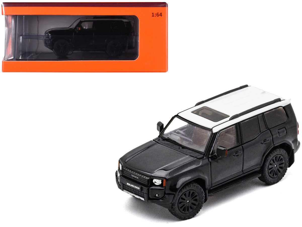 Toyota Land Cruiser Prado 250 Black with White Top 1/64 Diecast Model Car by GCD-0