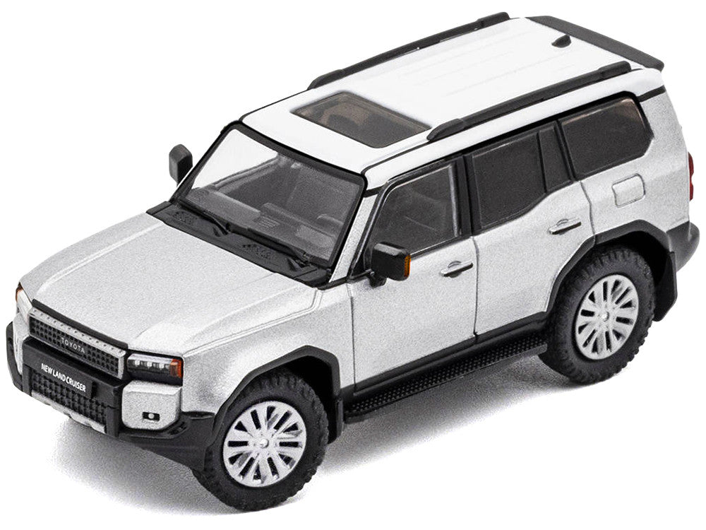 Toyota Land Cruiser Prado 250 Silver Metallic with White Top 1/64 Diecast Model Car by GCD-0
