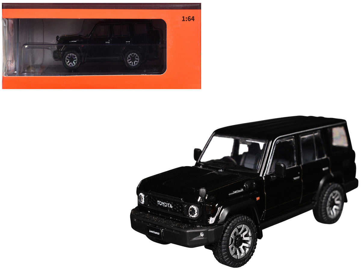 Toyota Land Cruiser (J76) RHD (Right Hand Drive) Black 1/64 Diecast Model Car by GCD