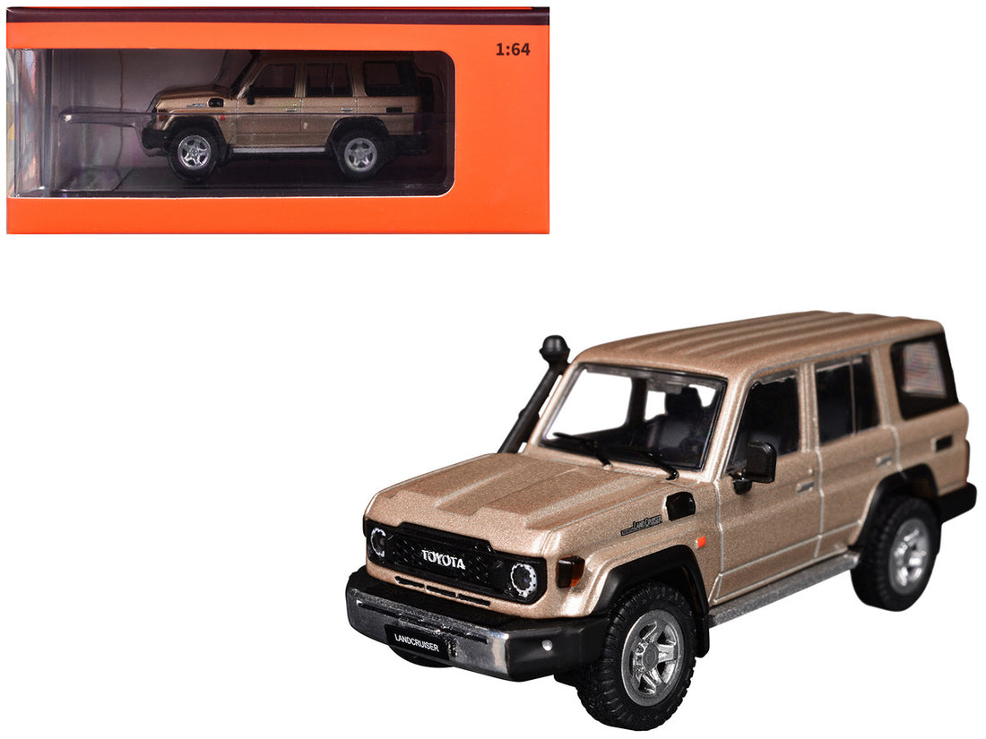 Toyota Land Cruiser (J76) Gold Metallic 1/64 Diecast Model Car by GCD-0