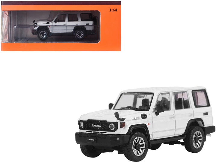 Toyota Land Cruiser J76 RHD White 1:64 diecast model by GCD in collector display case