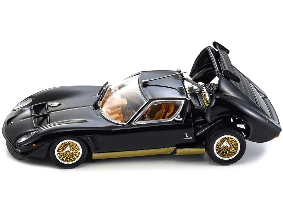 Lamborghini Miura SVR Black with Gold Accents and Wheels 1/43 Diecast Model Car by Kyosho-2