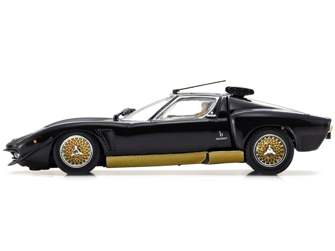 Lamborghini Miura SVR Black with Gold Accents and Wheels 1/43 Diecast Model Car by Kyosho-3