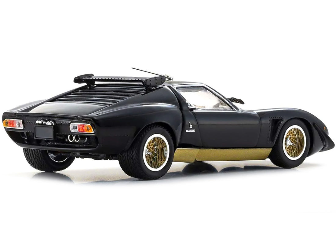 Lamborghini Miura SVR Black with Gold Accents and Wheels 1/43 Diecast Model Car by Kyosho-4