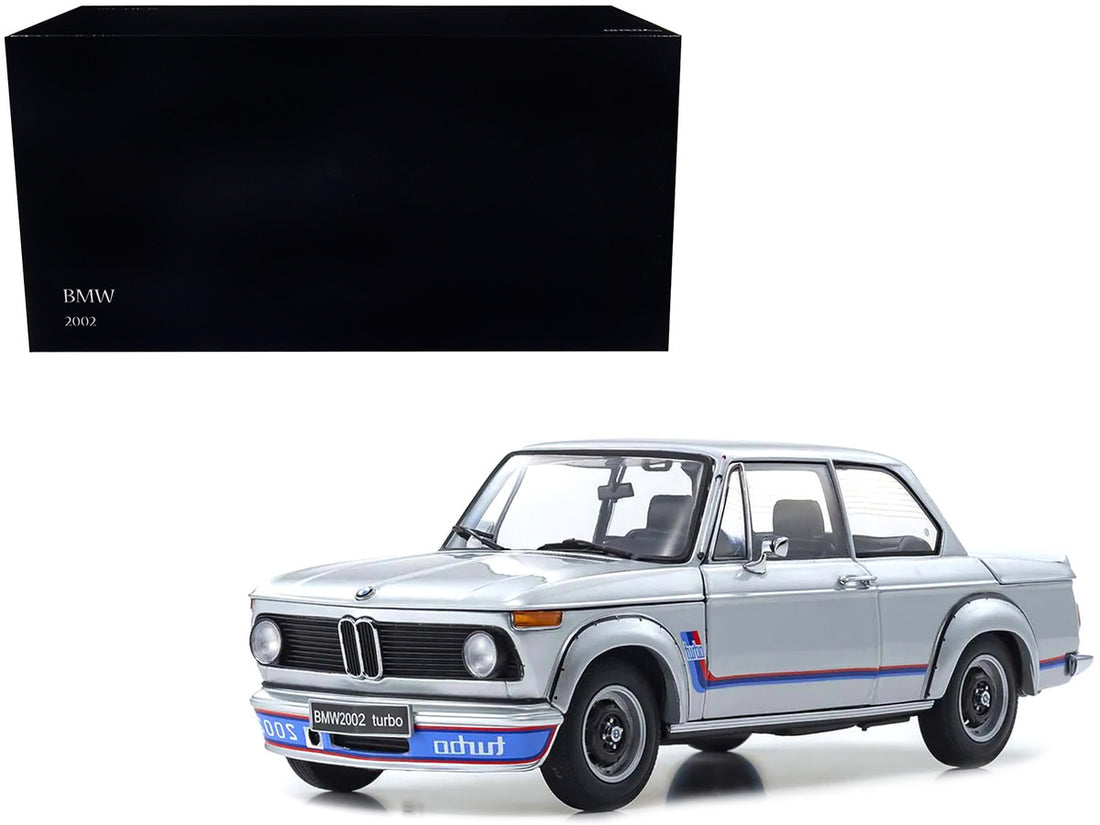 BMW 2002 Turbo Silver with Red and Blue Stripes 1/18 Diecast Model Car by Kyosho-0