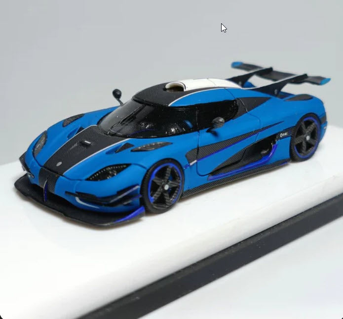 Koenigsegg Agera One Matte Blue 1:64 Scale Resin Model by Scalemini