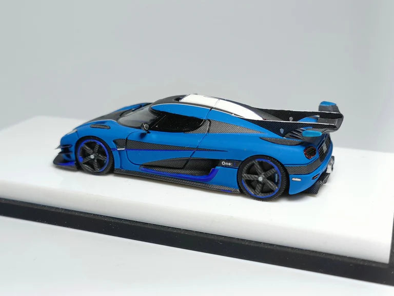 Koenigsegg Agera One Matte Blue 1:64 Scale Resin Model by Scalemini Rear View