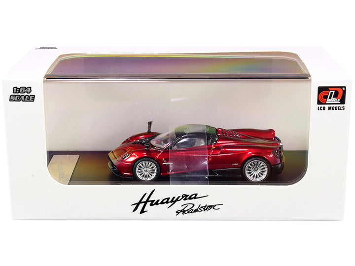 Pagani Huayra Roadster Red Metallic with Carbon Top and Carbon Accents 1/64 Diecast Model Car by LCD Models-0