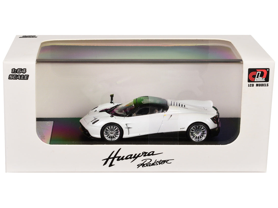 Pagani Huayra Roadster White Metallic with Black Top 1/64 Diecast Model Car by LCD Models-0
