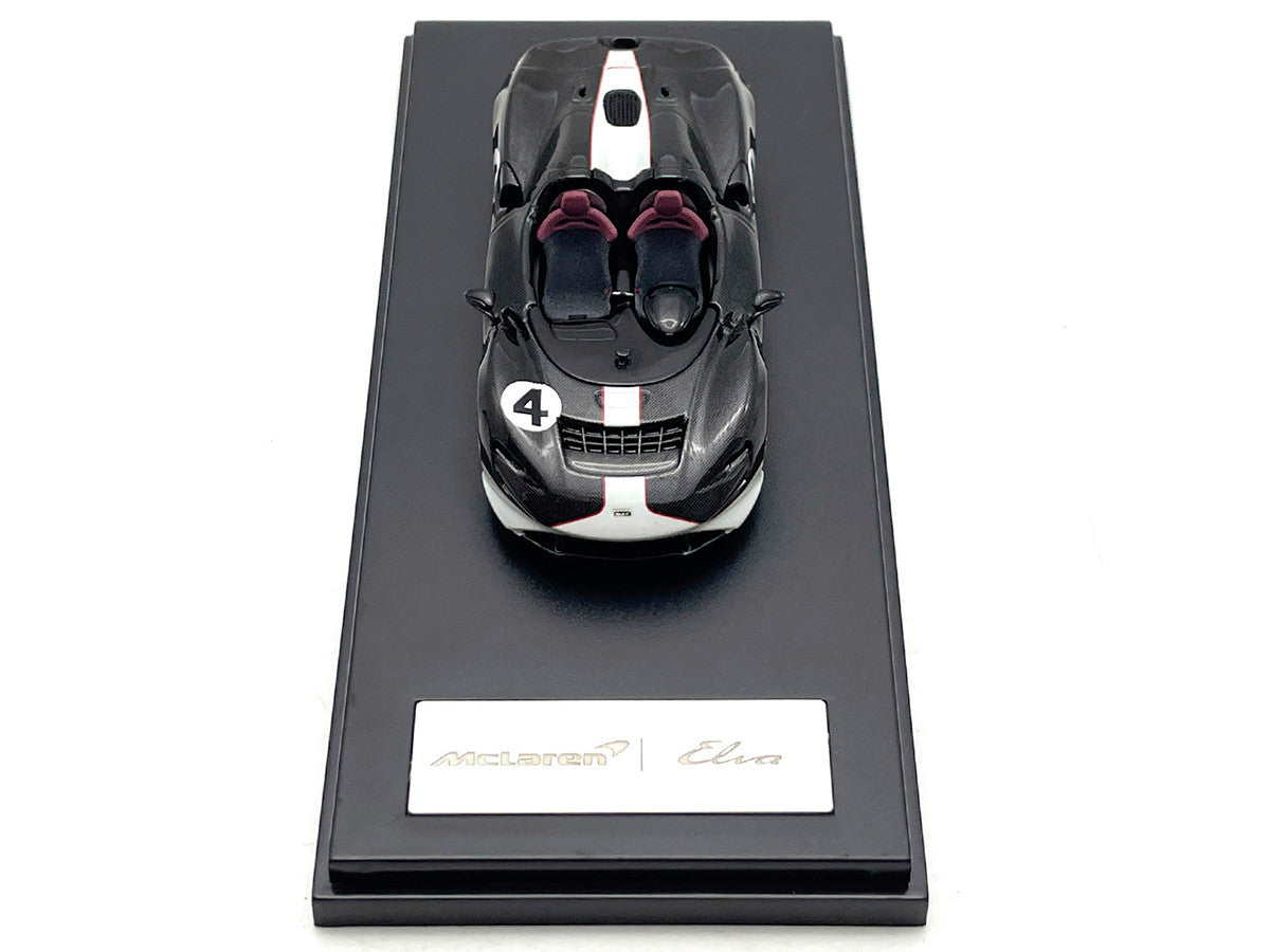 McLaren Elva Convertible #4 Carbon Black with White and Red Stripes 1/64 Diecast Model Car by LCD Models-3