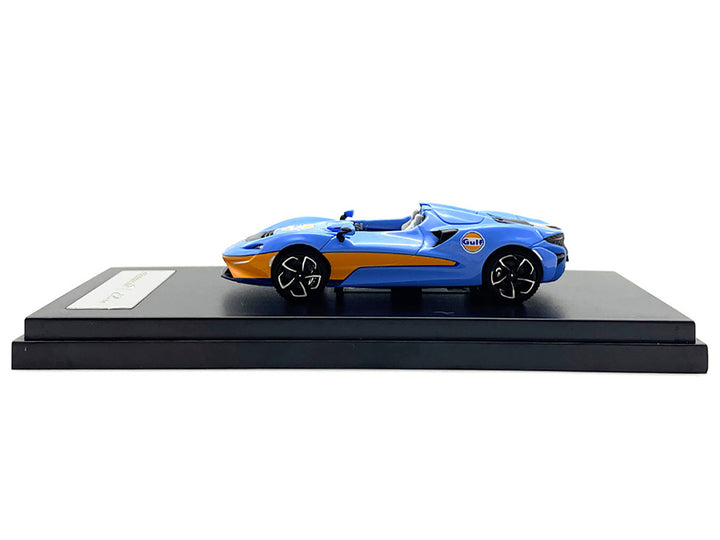 McLaren Elva Convertible Light Blue with Orange Accents "Gulf Oil" 1/64 Diecast Model Car by LCD Models-1