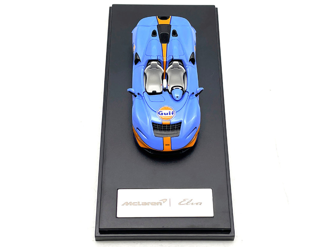 McLaren Elva Convertible Light Blue with Orange Accents "Gulf Oil" 1/64 Diecast Model Car by LCD Models-3