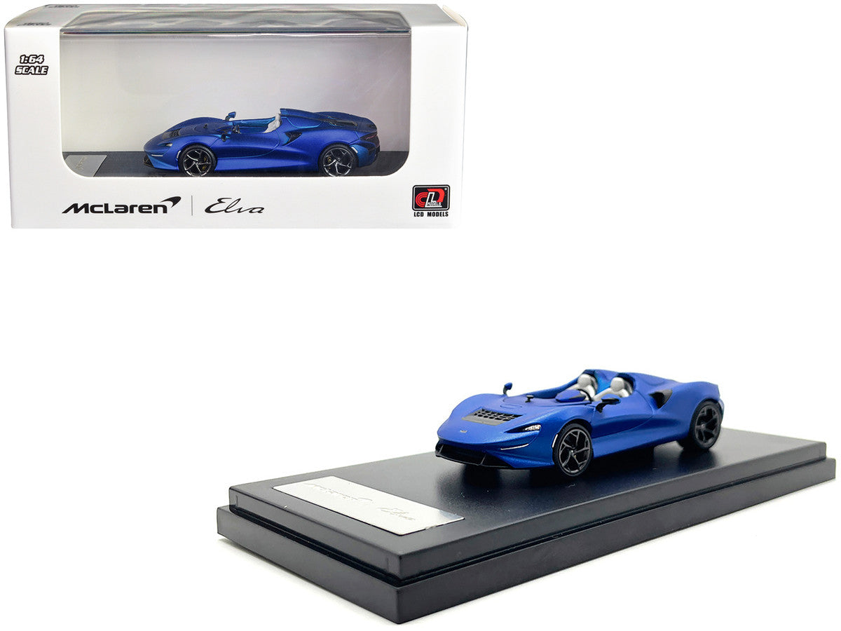 McLaren Elva Convertible Matt Blue Metallic 1/64 Diecast Model Car by LCD Models-0