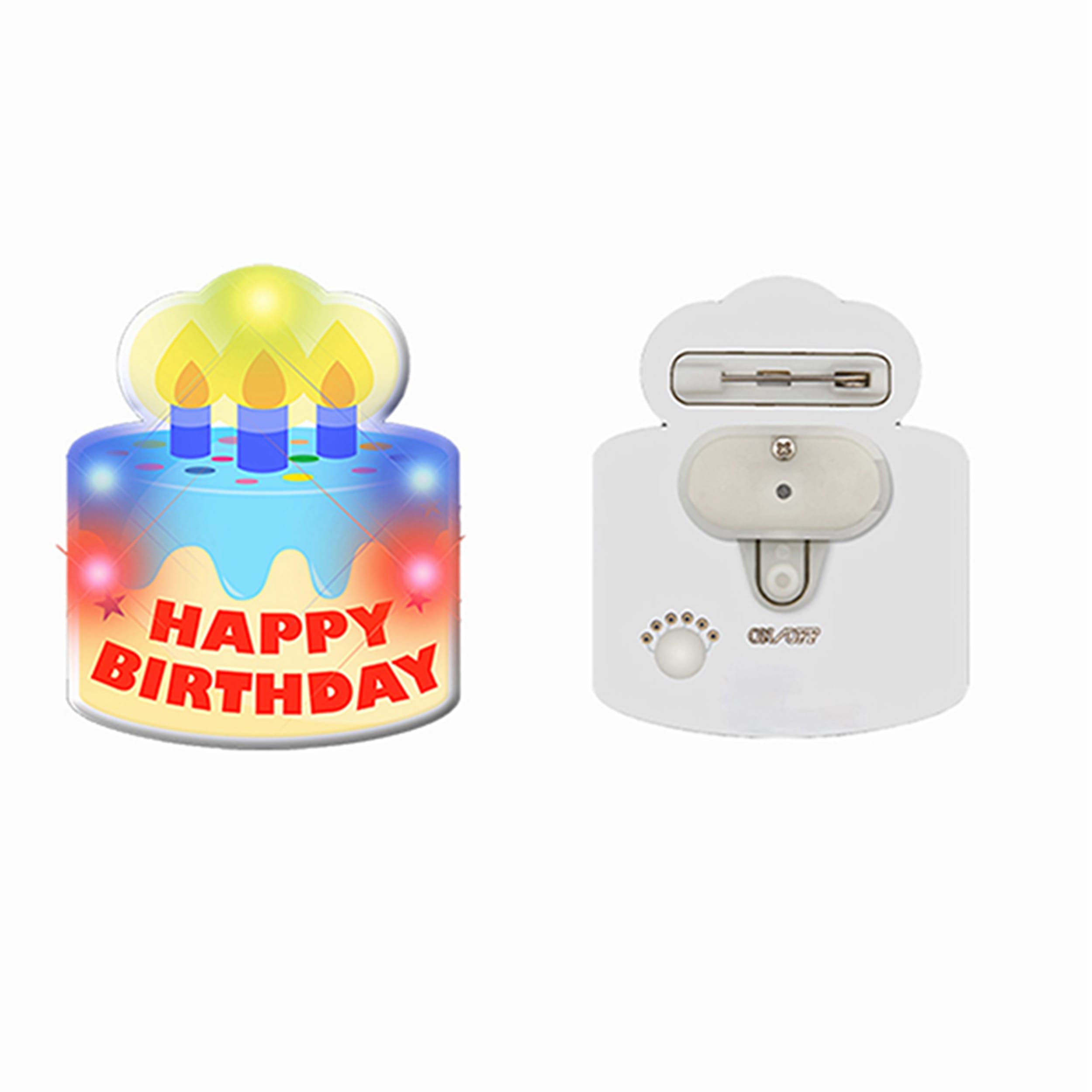 Blinking Light Up Happy Birthday Cake Body Light Pins-3