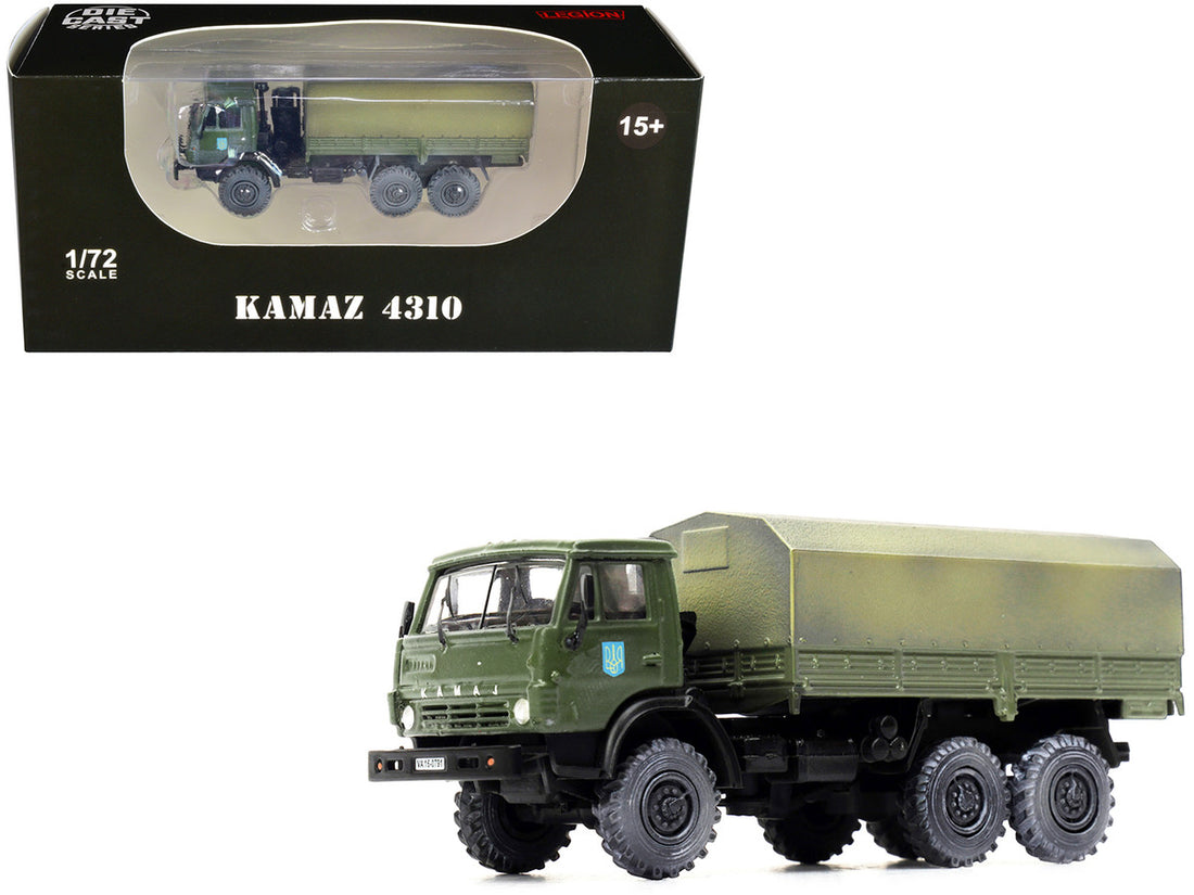 Kamaz 4310 Transport Truck Green (Weathered) "Ukrainian Ground Forces" 1/72 Diecast Model by Legion-0