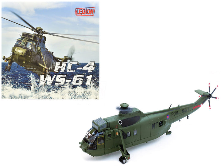 Westland Sea King HC.4 Helicopter "Green Livery 848 Naval Air Squadron Commando Helicopter Force Royal Naval Air Station Yeovilton Somerset" (2009) British Royal Navy 1/72 Diecast Model by Legion-0